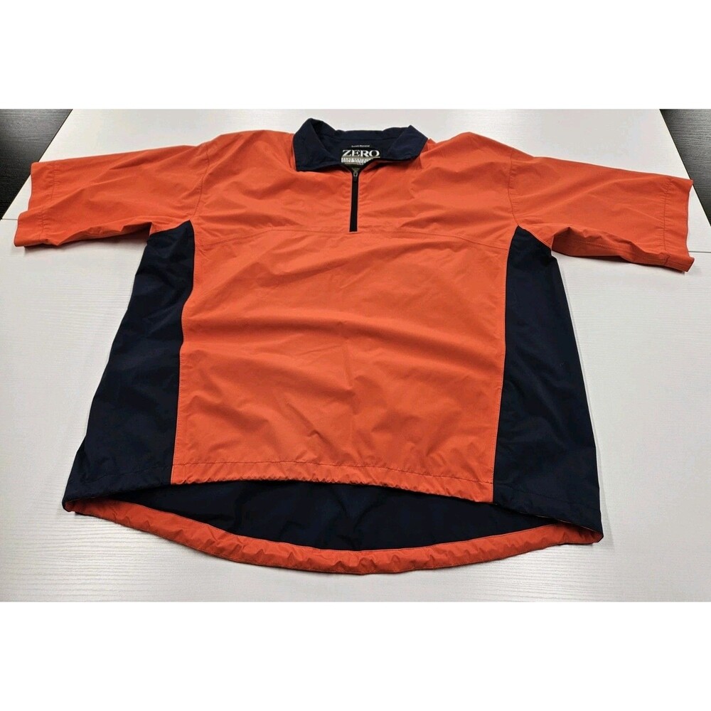 Zero Restriction Mens L Larg Golf Outerwear 1/4 Zip Windbreaker Orange Windshirt